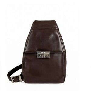 Perlina New York Men's Leather‎ Sling Bag – Dark Brown Crossbody Man Bag